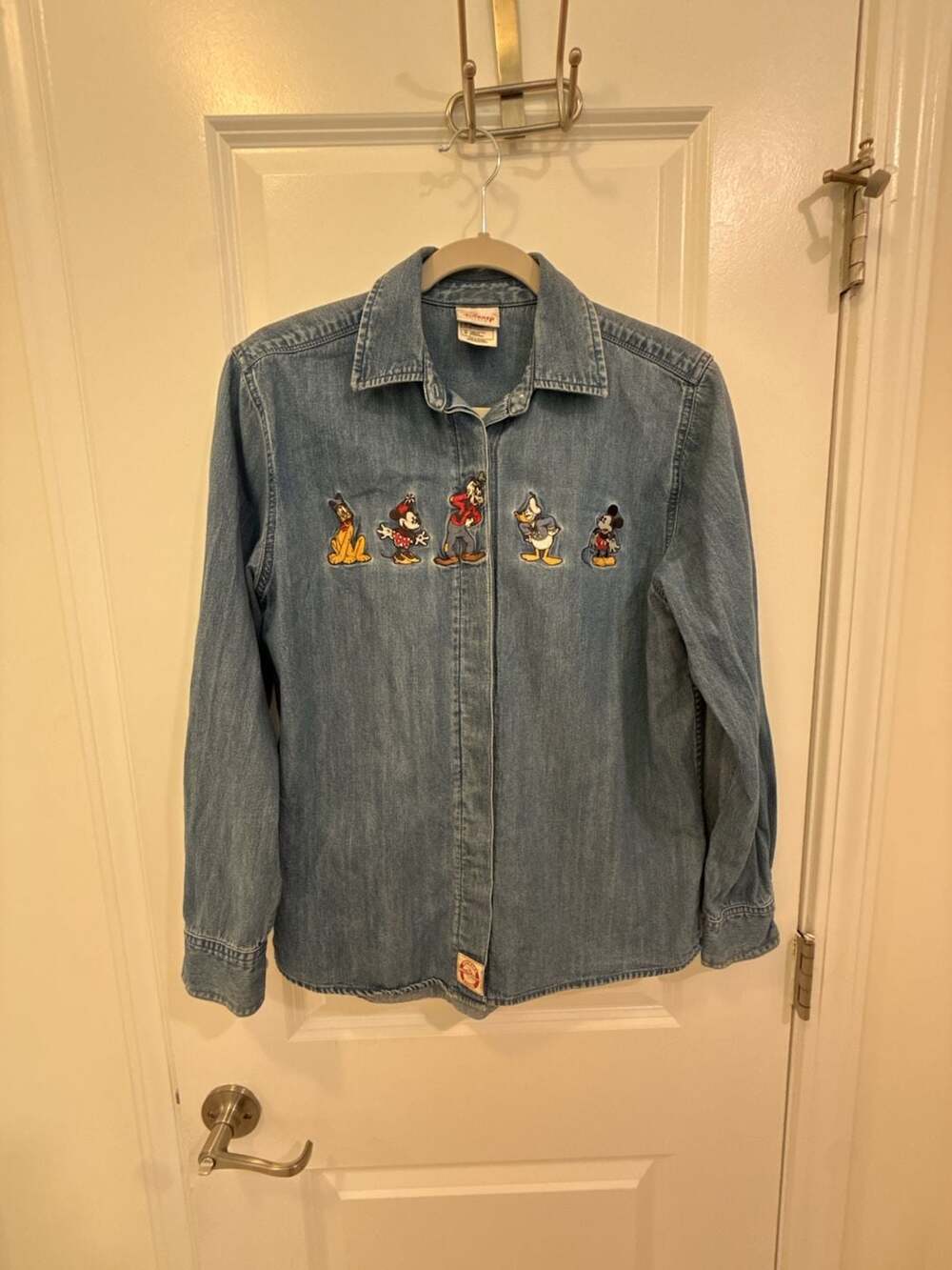 Vintage Disney Store Denim Shirt Size S Embroidered Mickey Mouse & Friends